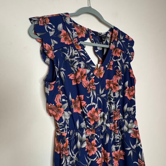 41 Hawthorn Midnight Scallop Detail Floral Dress Navy Multi Women L Petite NWT - Picture 3 of 7
